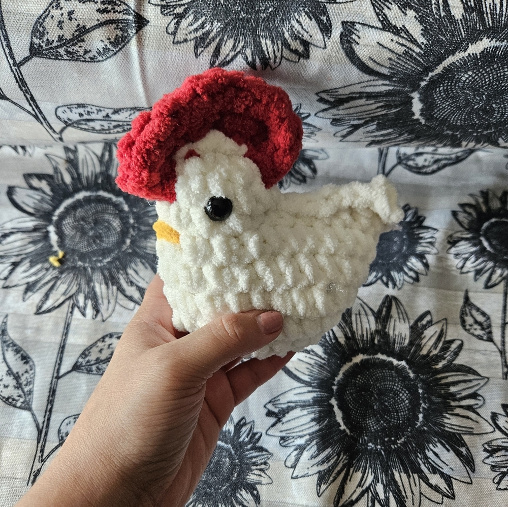 Crochet White Rooster Amigurumi Plushie